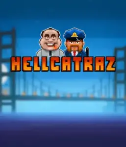 Explore the thrilling world of Hellcatraz slot by Relax Gaming, showcasing a comic-style prisoner and a guard with the infamous Alcatraz prison and San Francisco skyline in the background. This image portrays the light-hearted escapade of an prison break-themed game, perfect for fans of retro gaming, offering a nostalgic gaming experience. 