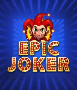 Step into the colorful world of the Epic Joker game by Relax Gaming, showcasing a mischievous joker with a vivid hairstyle set against a sparkling blue background. This image portrays the light-hearted spirit of classic slots, great for those who love traditional gameplay, providing a captivating play experience.